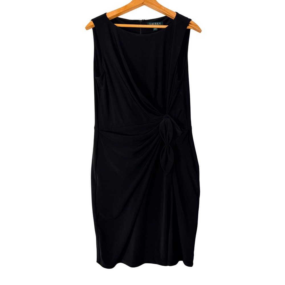 Lauren Ralph Lauren Black Sleeveless Sheath Dress Size 14 Office Work Modest
